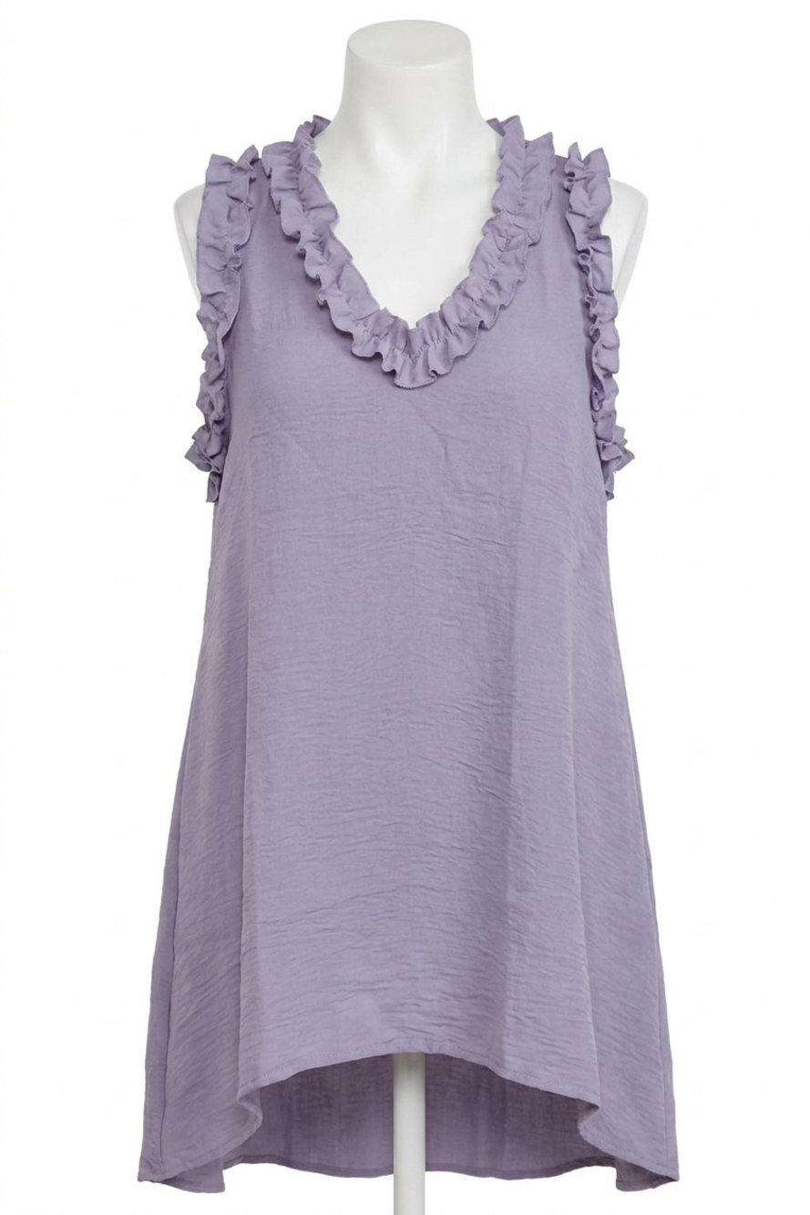 NEW JODIFL women's sleeveless ruffle top in lavender
